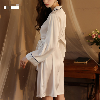 Autumn Winter Sexy Long Light Luxury Women Morning Gowns Bathrobe Cardigan Homewear