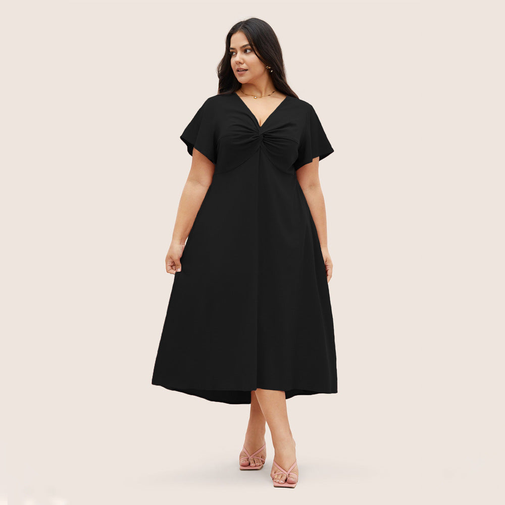 Plus Size Women Waist Slimming Tea Dress Summer Retro Dress for Women